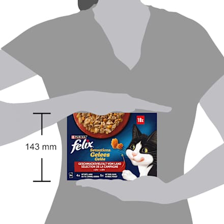 Nassfutter Katze Sensations Gelees Geschmacksvielfalt vom Land Multipack (18x85 g) Felix