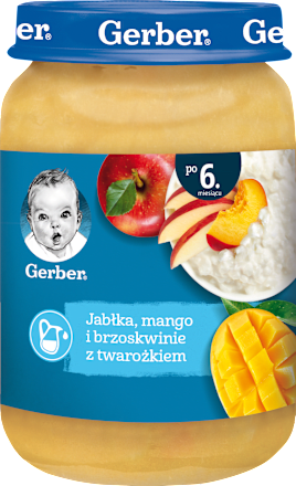 Deserek jabłka, mango i brzoskwinie z kremowym twarożkiem po 6 miesiącu Gerber
