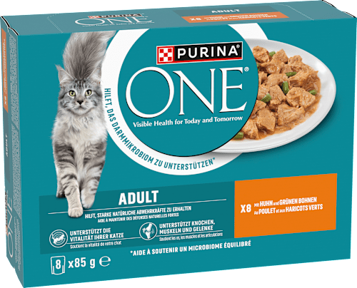 Nassfutter Katze Huhn mit grünen Bohnen, Multipack (8x85 g) PURINA ONE