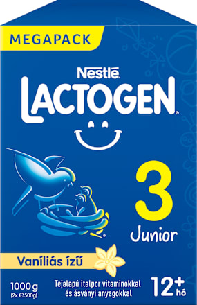 LACTOGEN 3 JUNIOR Vaníliás ízű Tejalapú italpor vitaminokkal és ásványi anyagokkal 12 hó+  Nestlé