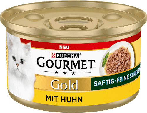 Nassfutter Katze Gold Saftig-Feine Streifen mit Huhn Purina Gourmet