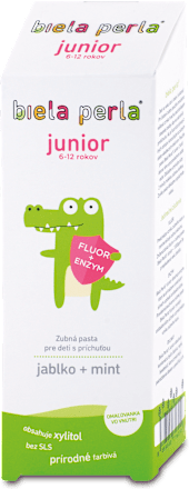 Detská zubná pasta junior jablko + mint, 6 - 12 rokov Biela perla