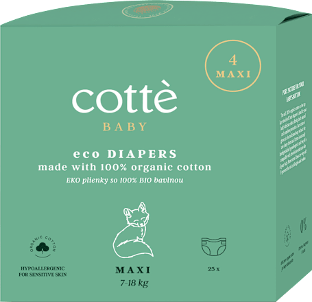 Ekologické plienky - veľ. 4 Maxi (7 - 18 kg) cotté