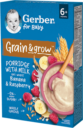 Kaszka owsiana mleczna banan, malina, po 6. miesiącu  Gerber