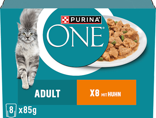 Nassfutter Katze Huhn mit grünen Bohnen, Multipack (8x85 g) PURINA ONE