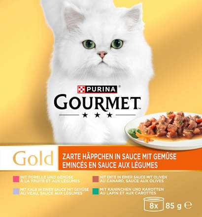 Nassfutter Katze zarte Häppchen in Soße Multipack (8x85 g) Purina Gourmet