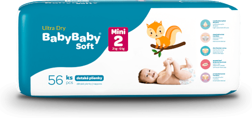 Plienky Ultra Dry - veľ. 2 Mini (3 - 6 kg) BabyBaby Soft