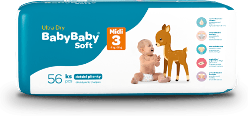 Plienky Ultra Dry - veľ. 3 Midi (4 - 9 kg) BabyBaby Soft