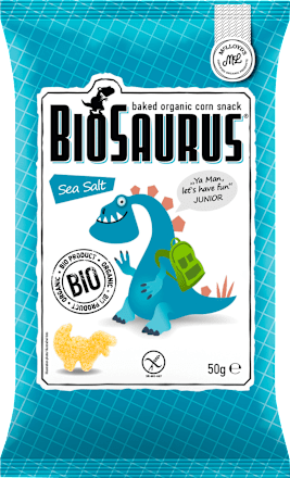 Печен био царевичен снакс с морска сол BioSaurus