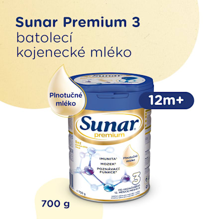pokračovací mléčná kojenecká výživa Premium 3, 12m Sunar