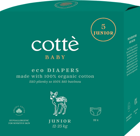 Ekologické plienky - veľ. 5 Junior (12 - 25 kg) cotté