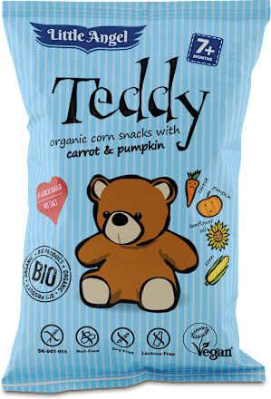 Teddy BIO kukuričné chrumky s mrkvou a tekvicou Little Angel