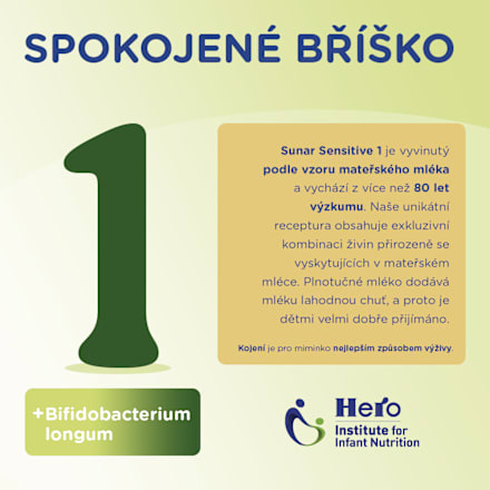 počáteční mléčná kojenecká výživa 1 Sensitive 0m Sunar