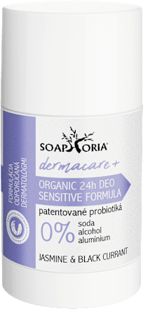 Organický tuhý dezodorant Dermacare+ 24h JASMINE & BLACK CURRANT Soaphoria