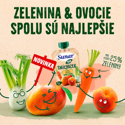 BIO ovocná kapsička Smícháček mango, mrkva, marhuľa a fenikel Sunar