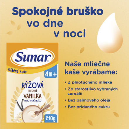 Mliečna ryžová kaša vanilková Sunar