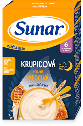 Mliečna krupicová kaša na dobrú noc medová Sunar