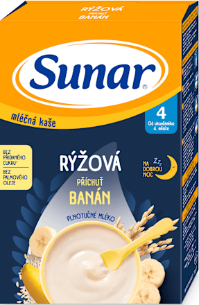 Mliečna ryžová kaša na dobrú noc banánová Sunar