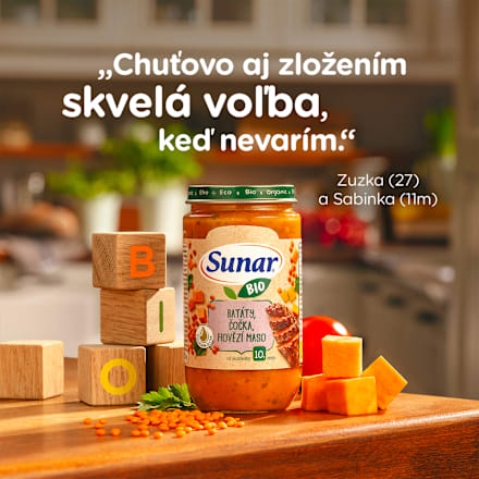 BIO príkrm špagety, bolonská omáčka, hovädzie mäso 12m+ Sunar