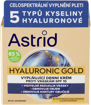 Hyaluronic Gold denní pleťový krém SPF10  Astrid