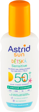 sun dětské mléko na opalování ve spreji Sensitive SPF50+ Astrid