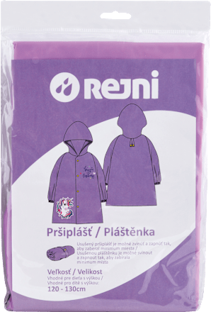 Pršiplášť pre deti - s výškou 120-130 cm, fialová, unicorn REJNI