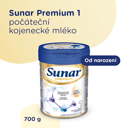 počáteční mléčná kojenecká výživa Premium 1, 0m Sunar