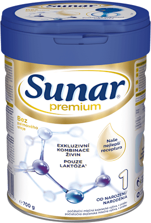 počáteční mléčná kojenecká výživa Premium 1, 0m Sunar