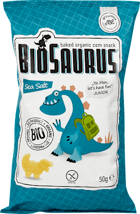 Kindersnack gebackener Bio-Mais Sea Salt BioSaurus