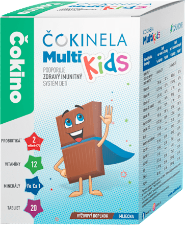 Tablety pre deti Multi Kids Čokino mliečna čokoláda ČOKINELA