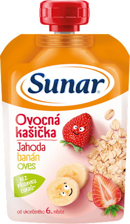 Kašička ovocná kapsička banán, jahoda, ovsené vločky 6m+ Sunar