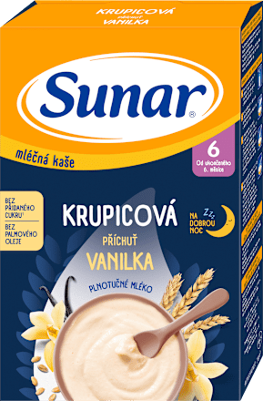 Mliečna krupicová kaša na dobrú noc vanilková Sunar