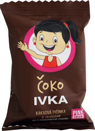 Kakaová tyčinka Čoko Ivka s jahodami Pink Onion