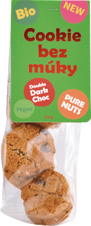 BIO Cookie bez múky Double Dark Choc Pure Nuts