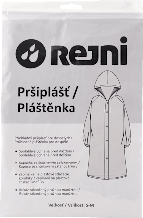 Priehľadný pršiplášť pre dospelých - veľ. S-M, biela REJNI