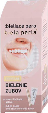 Bieliace pero pre expresné bielenie zubov Biela perla