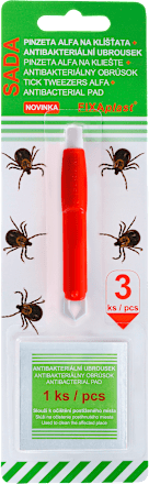 pinzeta na klíšťata s antibakteriálními ubrousky FIXAplast NATURE HEAT