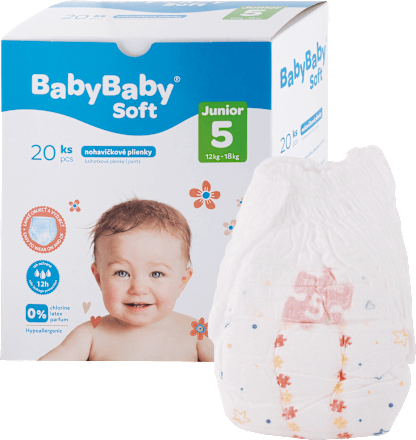 Plienkové nohavičky Pants - veľ. 5 Junior (12-18 kg) BabyBaby Soft