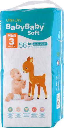 Plienky Ultra Dry - veľ. 3 Midi (4 - 9 kg) BabyBaby Soft