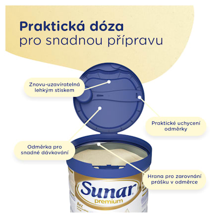 počáteční mléčná kojenecká výživa Premium 1, 0m Sunar