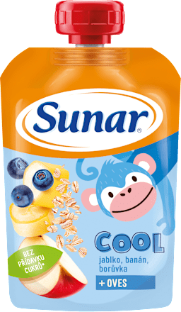 Cool ovocný příkrm v sáčku borůvka, banán a ovesné vločky Sunar