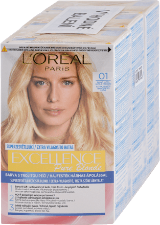 Farba na vlasy Pure Blond - 01 blond ultra svetlá prírodná 3 x 1 ks L'ORÉAL PARiS EXCELLENCE Creme