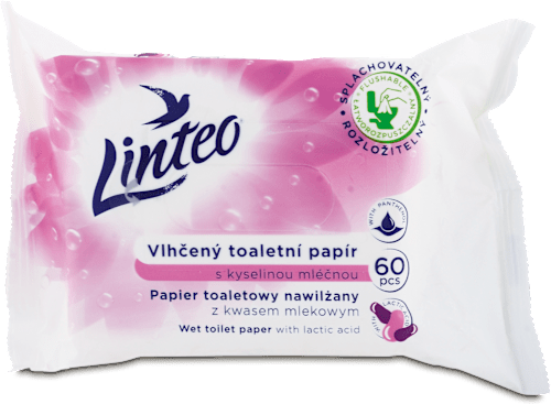 Vlhčený toaletný papier s kyselinou mliečnou Linteo