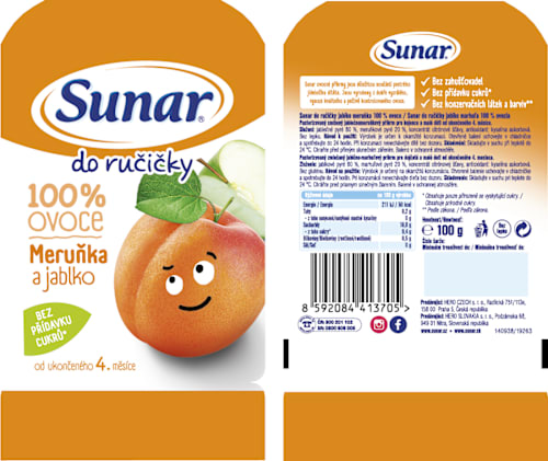 příkrm v sáčku Meruňka & jablko Sunar
