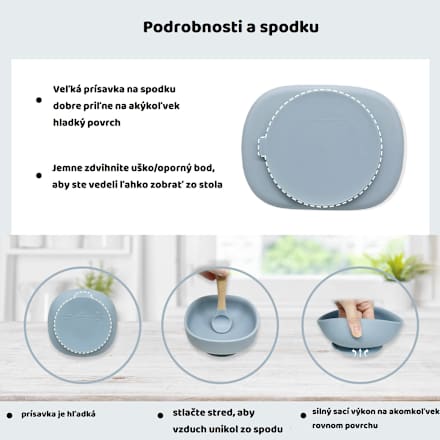 Bambusová miska s prísavkou a lyžičkou - modrá martons
