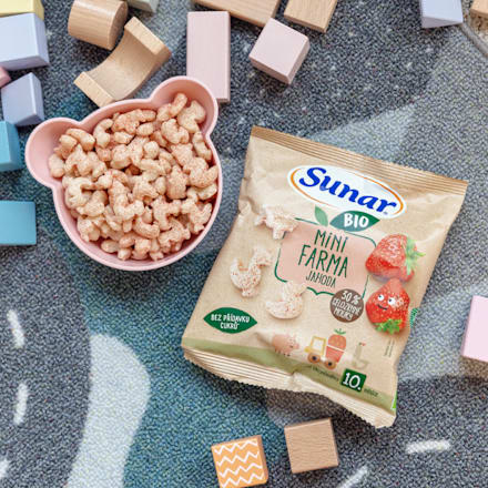 BIO dětské křupky mini farma s příchutí jahoda Sunar