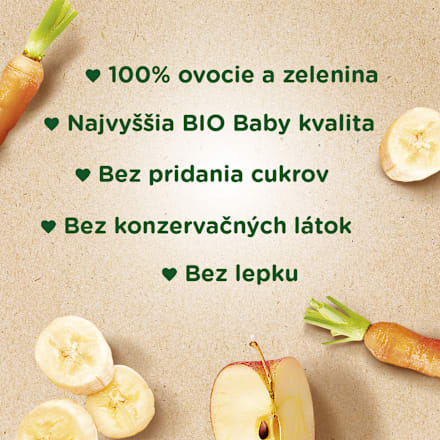 BIO ovocná kapsička jablko, jahoda, čučoriedka 4m+ Sunar