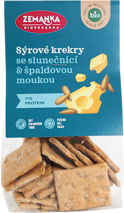 bio sýrové krekry se špaldou a slunečnicí Biopekárna Zemanka