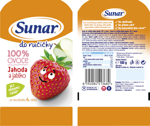 příkrm v sáčku Jahoda & jablko Sunar