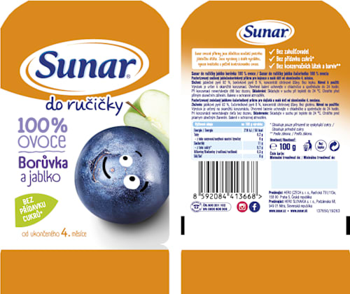 příkrm v sáčku Borůvka & jablko Sunar